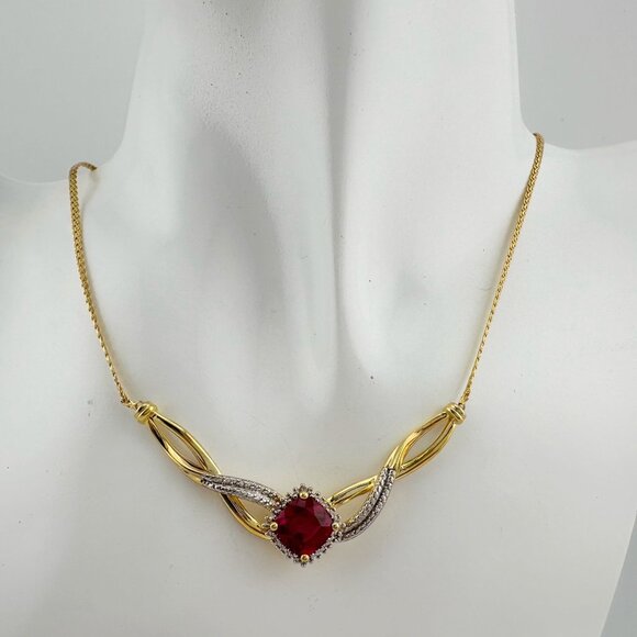 Elegant Lab Created Ruby and White Sapphire Infinite Loop Necklace - Picture 4 of 12
